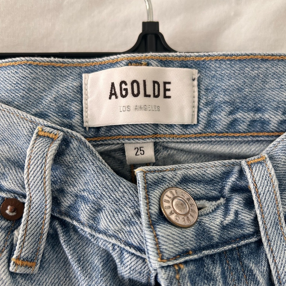 Agolde Riley Light Blue Distressed Jeans - Picture 2 of 5